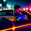 jamaican cyberpunk gangster speeding in a convertible Lamborghini on highway near a beach.png