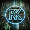 DALL·E 2025-01-30 21.33.58 - A dark, cyberpunk-style logo featuring the letters 'RK' in a glo...webp
