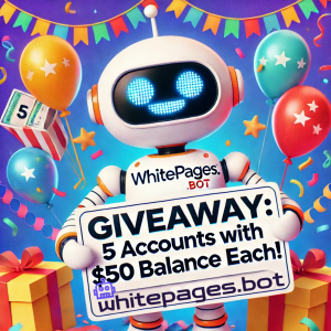 Giveaway 50$ White Pages Bot