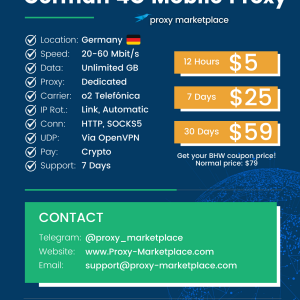 4G German Mobile Proxy - Proxy Marketplace - $59/month - Exclusive BHW Discount!