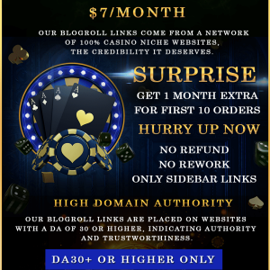 777 Casino Sidebar Links - $7/MONTH - DA 30+ | DISCOUNTS AVAILABLE