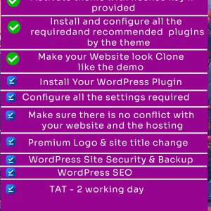Clone Theme Setup WordPress Installation Theme Setup Plugin Installation & Content update Logo Design Premam image update Websites
