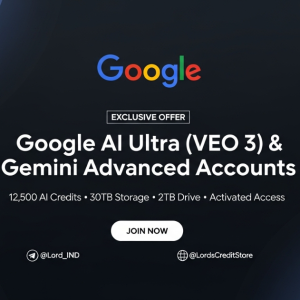 Google AI Ultra (VEO 3) – 12,500 AI Credits + 30TB Storage – $40 | Gemini Advanced 15M – $30  Access Google’s most powerful AI tools — activated, no E