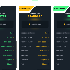 sidebar links pricing