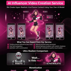 ⭐️AI Influencer Video Creation Service: Hyper-Realistic Dance, Lipsync & Aesthetic Short-Form Content Using Your Own AI Model⭐️Customized Accessories⭐