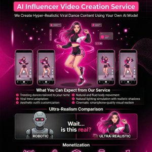 ⭐️AI Influencer Video Creation Service: Hyper-Realistic Dance, Lipsync & Aesthetic Short-Form Content Using Your Own AI Model⭐️Customized Accessories⭐