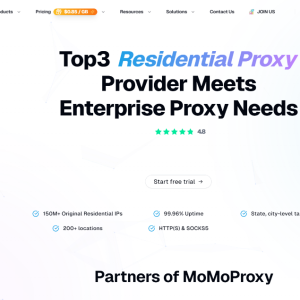 white background homepage of momoproxy