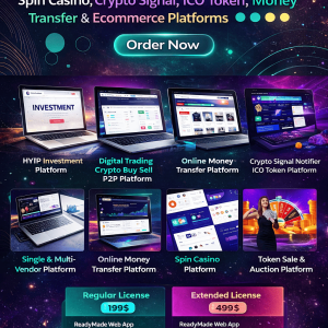 Buy ReadyMade Software $199 – HYIP Investment, Crypto Trading P2P, Casino, ICO Token, Money Transfer & eCommerce Platform