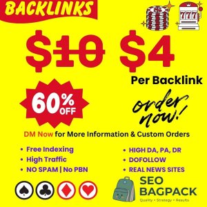 Seobagpack: $4 Per backlink Offer High traffic High  authority Backlinks for Casino Gambling adult igaming All Languages with 98% Free indexing Banner