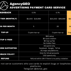AgencyGEO Advertising Payment Card Service 1