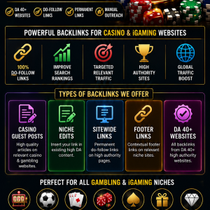 Casino Guest Posts| Casino Betting iGaming Backlinks| Niche Edits| Sitewide | Footer Links Do-Follow Backlinks for Gambling Industry| Casino Niche|