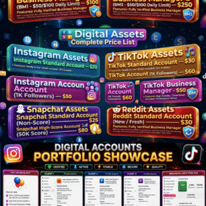 ⭐⭐⭐ Premium Facebook✅Instagram✅TikTok✅Snapchat & Reddit Accounts  ✅ Verified Business Managers ✅ ⚡️⚡️ Fast Delivery  Full Access ⭐️⭐⭐
