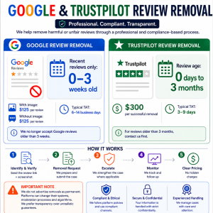 Google and TrustPilot reviews removal