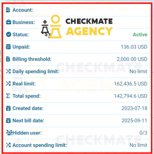 Checkmate Ad Account For Rent - BEST OFFER EVER