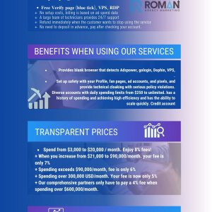 Facebook advertising account rental service, high quality agency account with unlimited spending, credit limit account, preferential rental fee