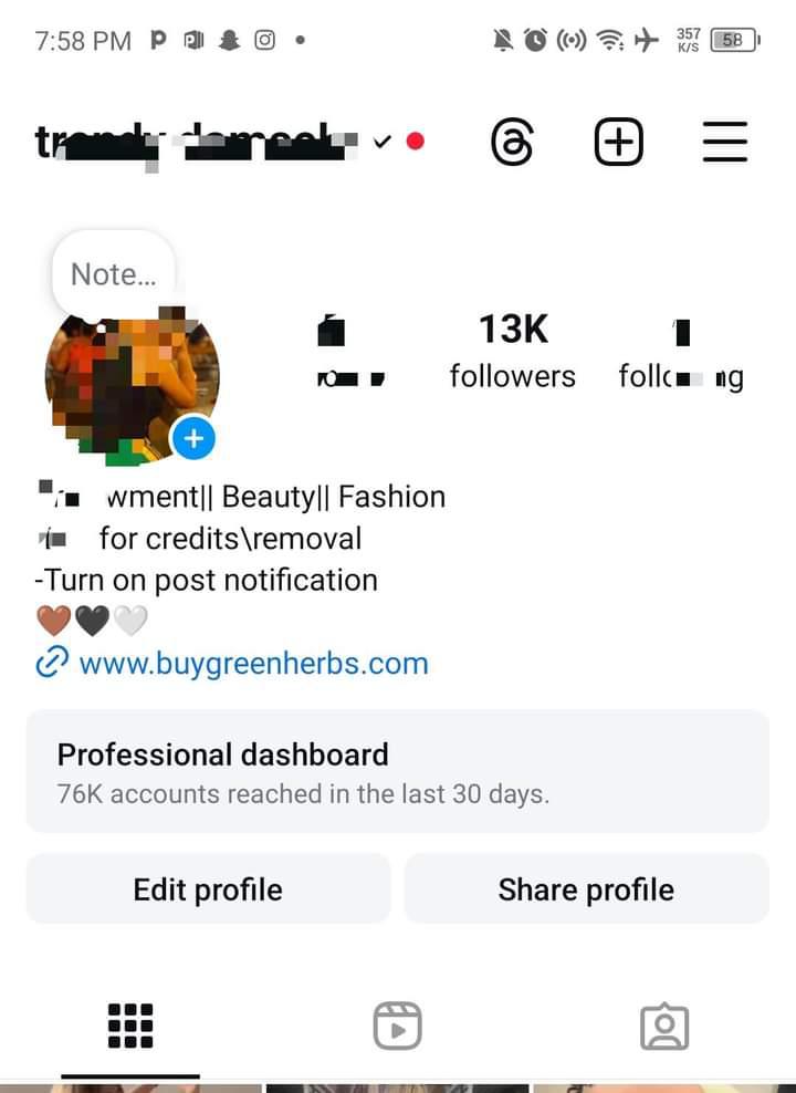 12K Instagram page