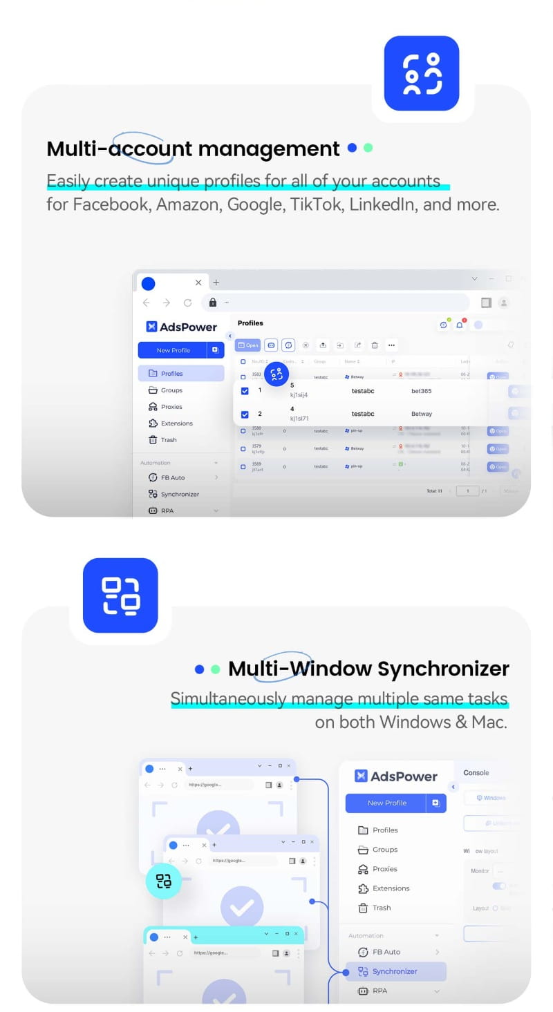 AdsPower key features
