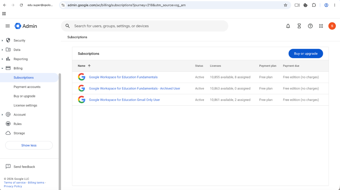 Aged 1-Year Google Workspace Edu Super Admin Account | 11,000 Users