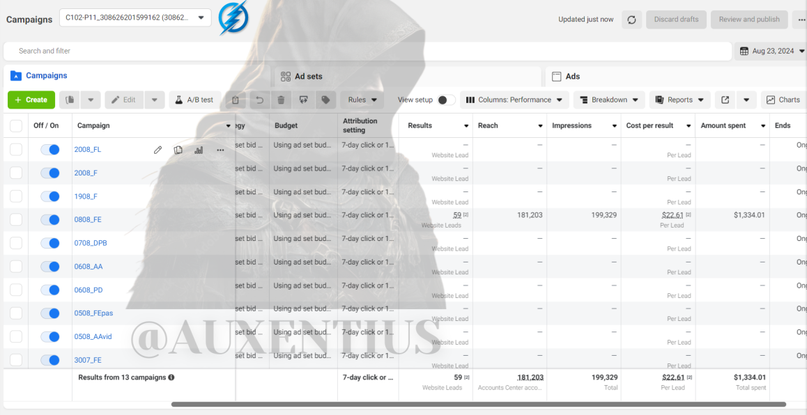 Auxentius FB ads account rental service