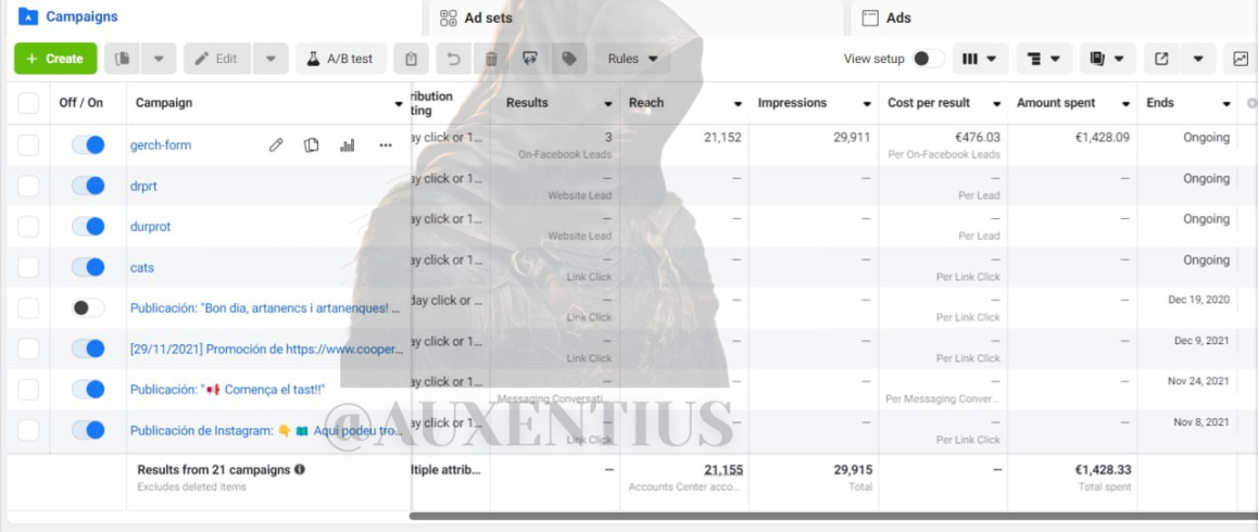 Auxentius FB ads account rental service