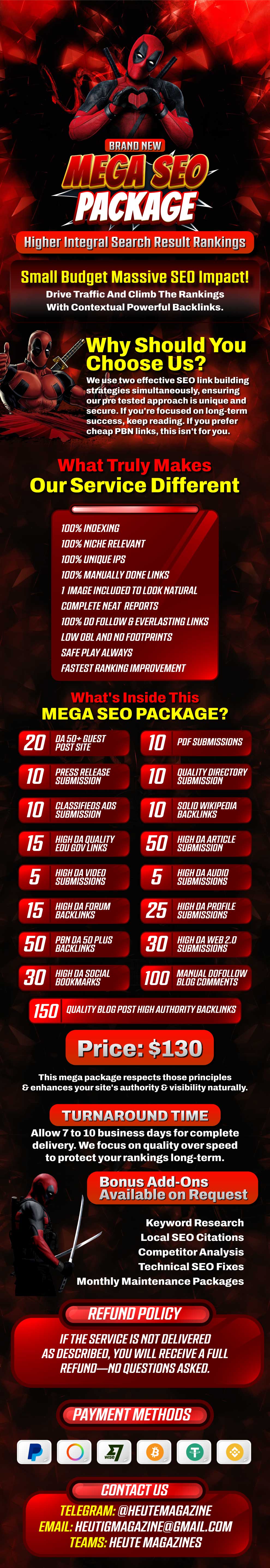 Brand New Mega SEO Backlinks Package