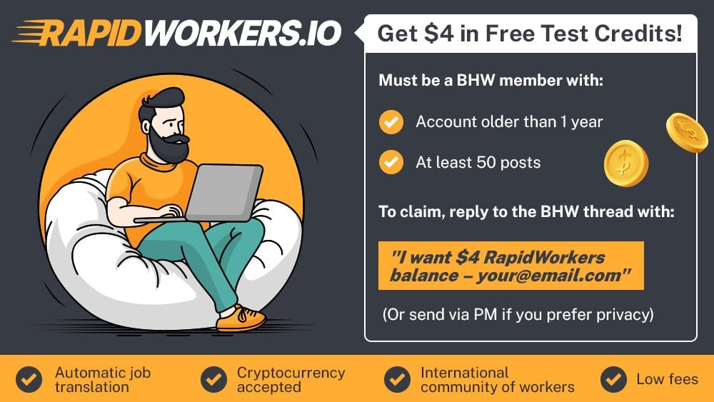 RapidWorkers.io Hire Micro-workers Starting at $0.05 Per Task $4 Test ...