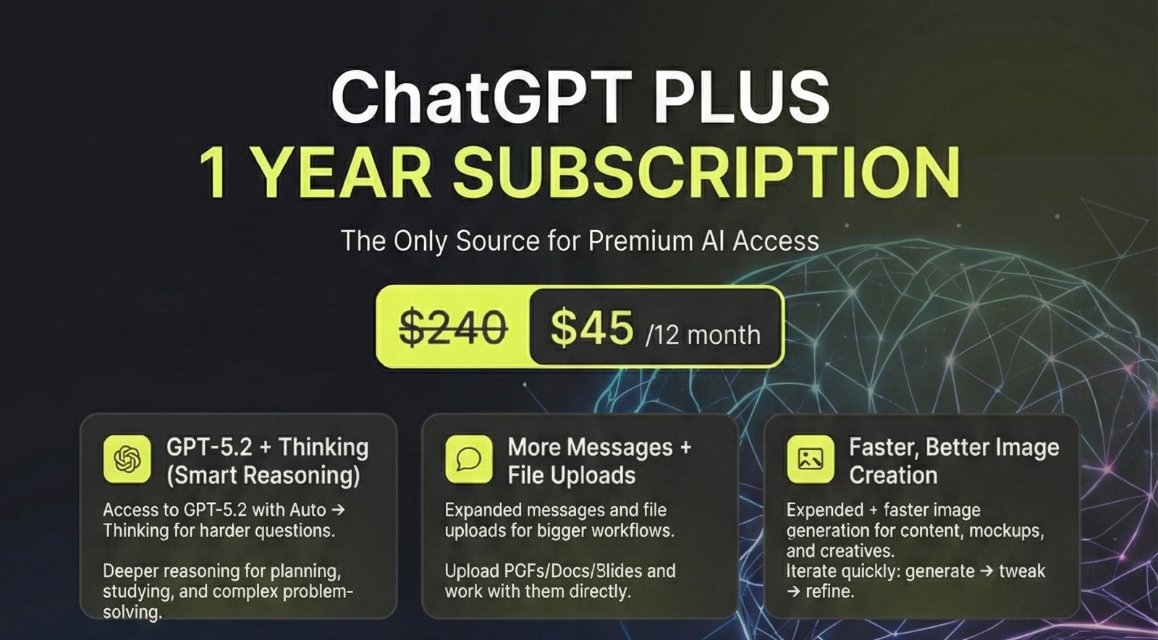 Chatgpt plus for a yeary