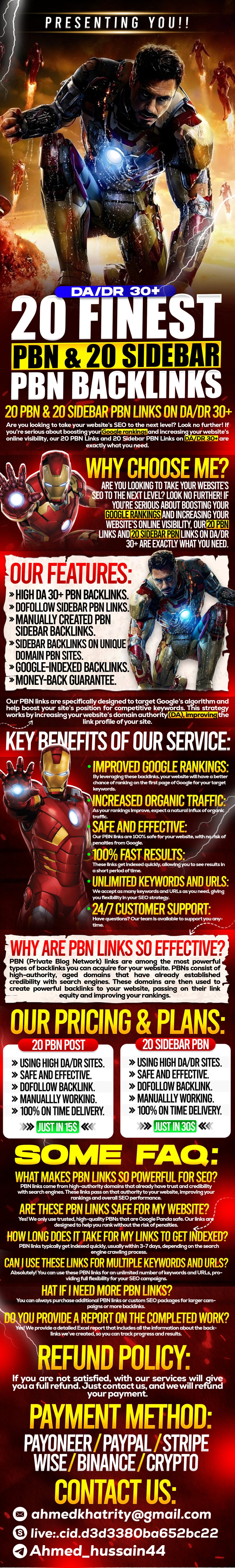 DA/DR 30+ 20 Finest PBN & 20 Sidebar PBN Backlinks