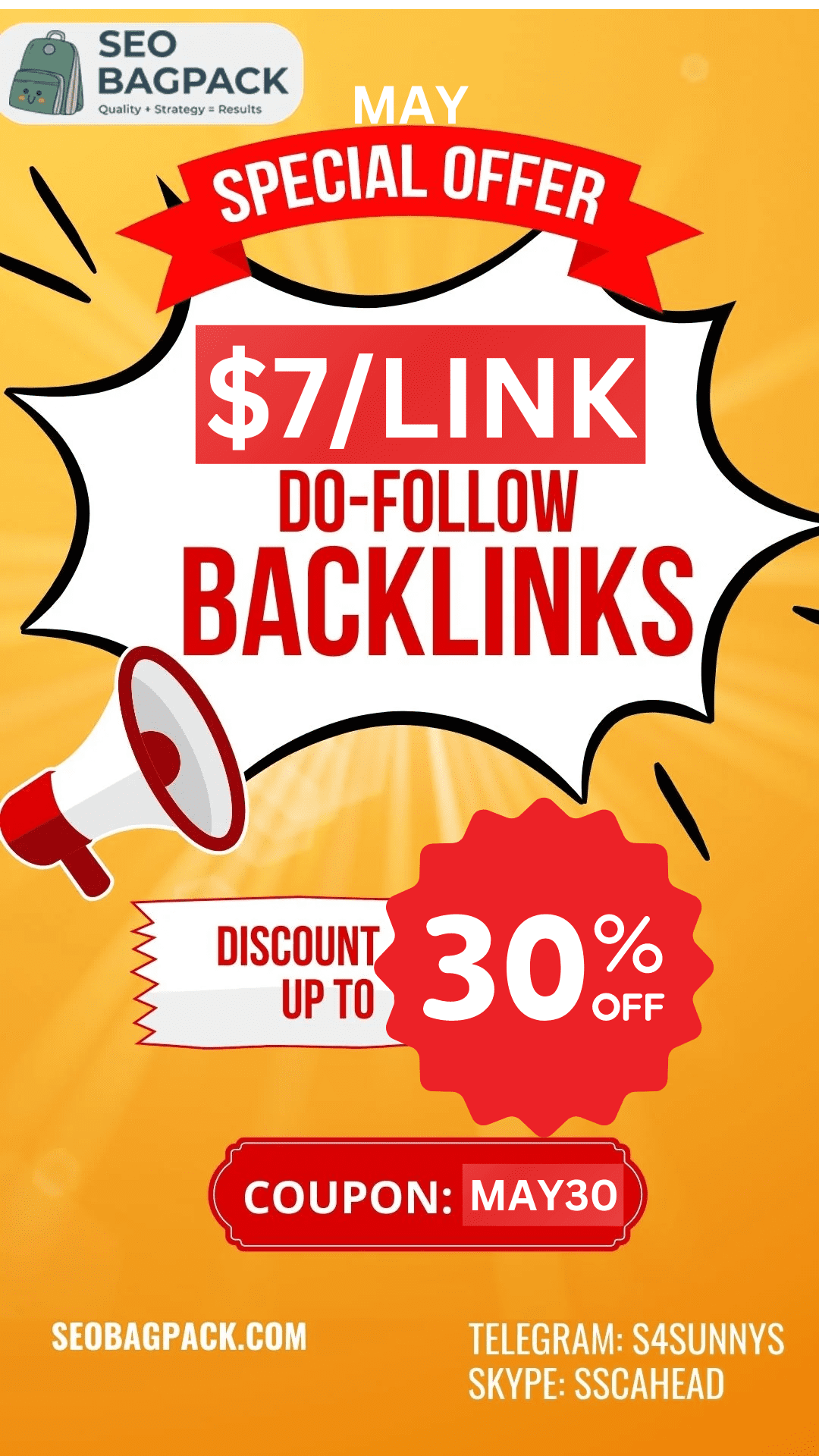 Flat $7 Per Do-follow Backlinks SEOBagpack