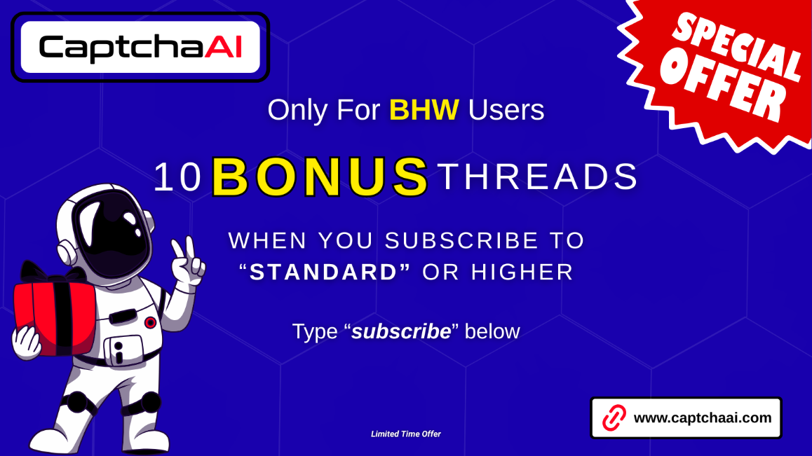 Get 10 Bonus Captcha Threads on All Plans — STANDARD and Up