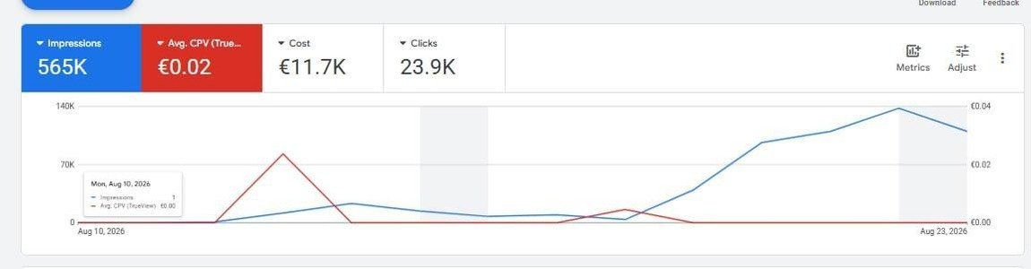 Google Ads dashboard - case 1 (redacted)