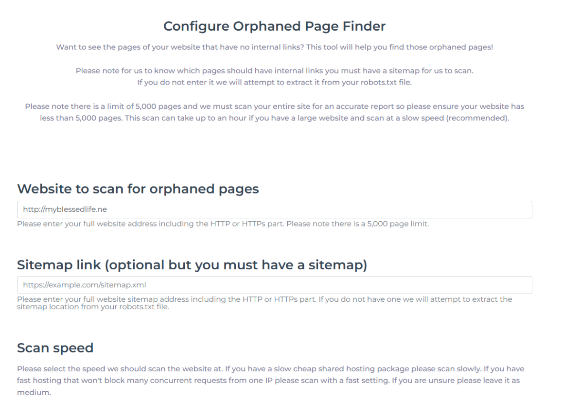 orphaned_page_finder_config.png