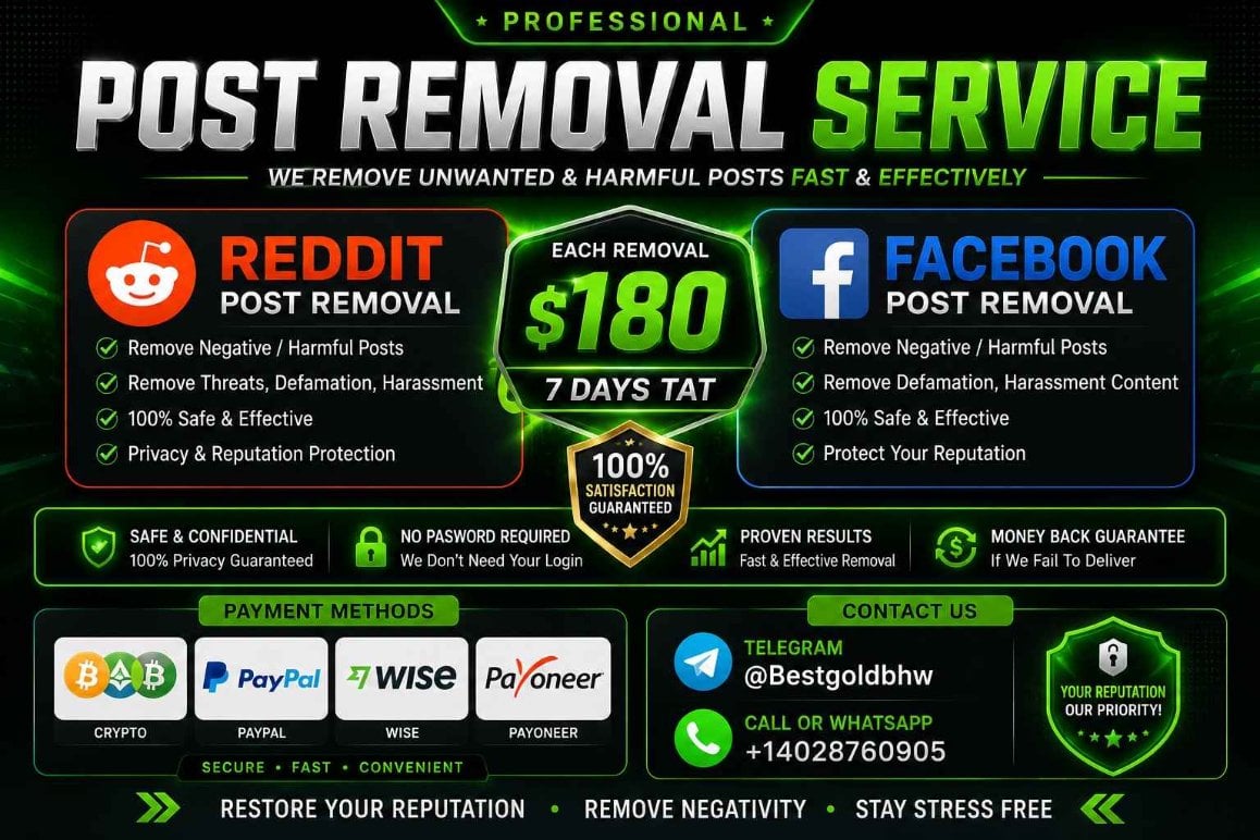 Professional Reddit & ✅ Facebook Post Removal Service✅