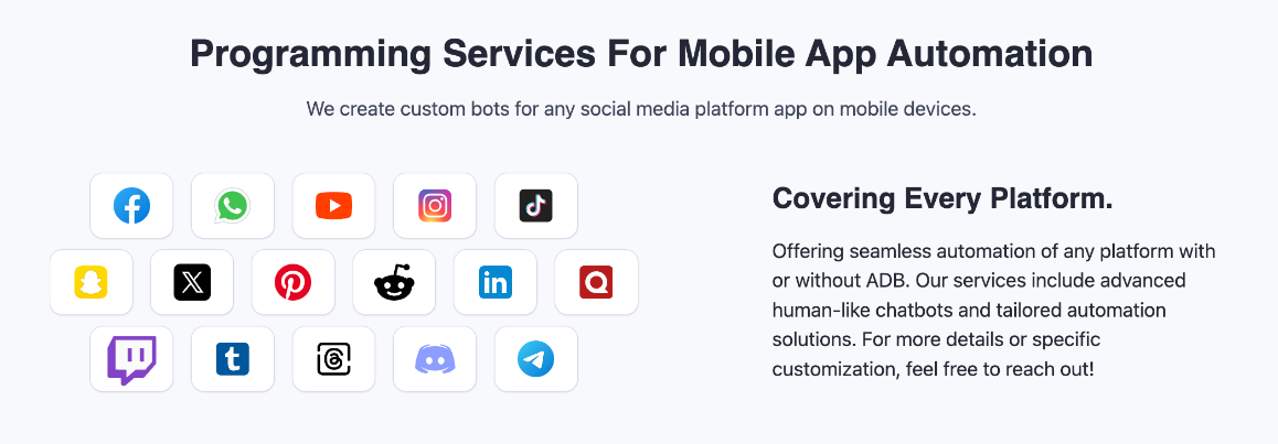 Programming Services For Mobile App