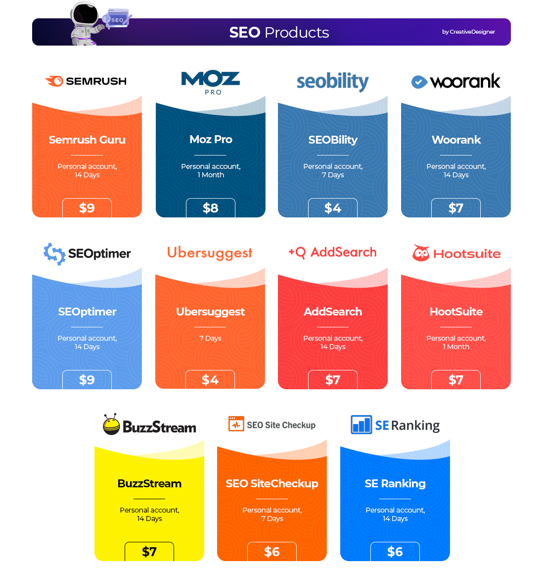 semrush and moz pro etc seo products