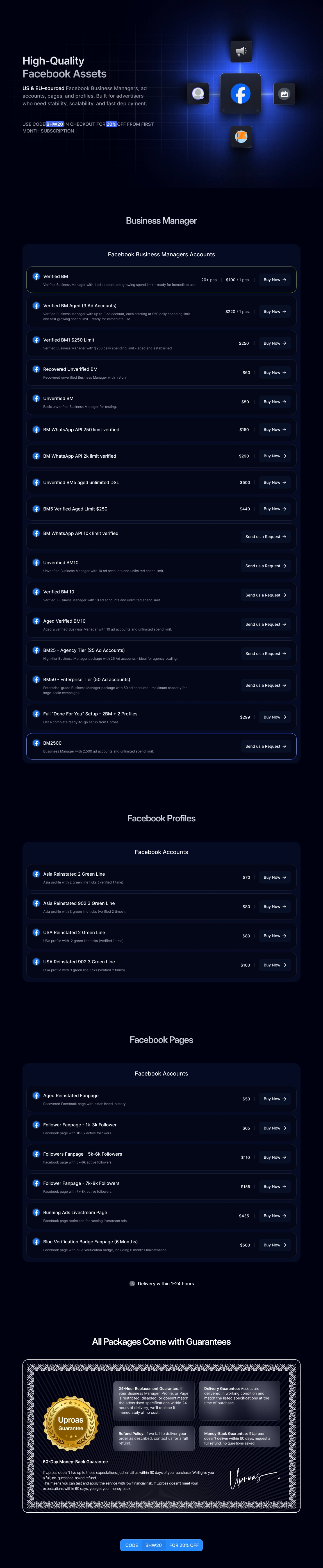 Uproas - Verified Facebook Business Managers, Profiles & Pages