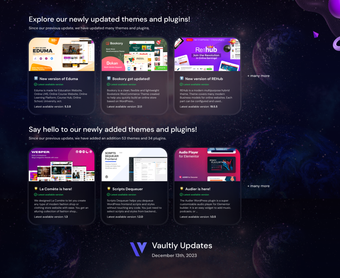 Vaultly Updates: Dec 13, 2023